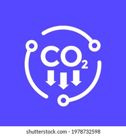 carbon dioxide emissions, reducing co2 vector icon