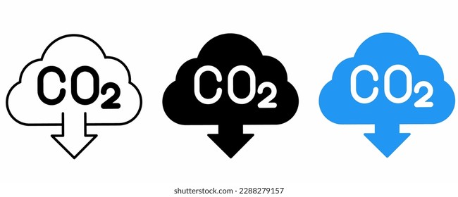 icono de reducción de emisiones de dióxido de carbono aislado en fondo blanco.ilustración vectorial de reducción de emisiones de CO2