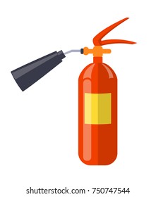 Carbon dioxide extinguisher with black hard horn, standard red cylinder isolated vector illustration. Device is used for extinguishing electrical fire