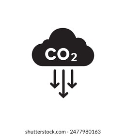 Carbon dioxide gas black outline icon nature pollution design.