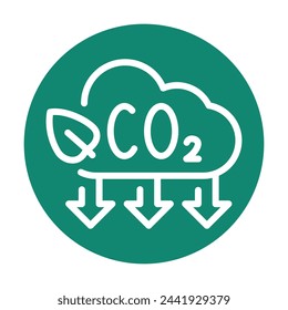 Carbon dioxide gas emission reduction color flat icon. Eco friendly. Zero carbon footprint