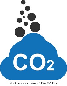 CO2-Gas-Ikone, Vektorblau, CO2-blau Symbol