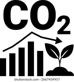 Carbon Dioxide Graph with Growing Plant Vector