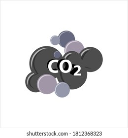 Carbon Dioxide Icon, Co2 Pollution Icon, Carbon Cloud Vector Art Illustration