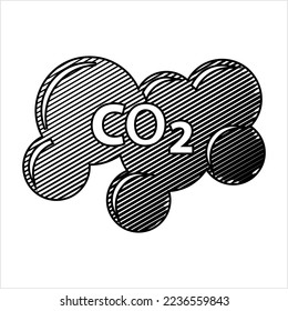 Carbon Dioxide Icon, Co2 Pollution Icon, Carbon Cloud Vector Art Illustration