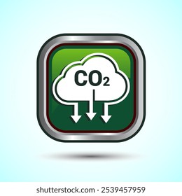 Carbon dioxide icon design illustration, Reduce co2 gas icon, Green Shadow Button Design 
