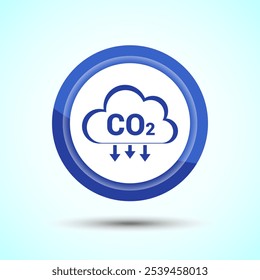 Carbon dioxide icon design illustration, Reduce co2 gas icon, Blue Color Button Design