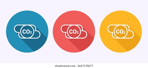 Carbon dioxide icon design illustration, Reduce co2 gas icon sign symbol in shadow button design