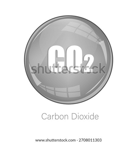 Carbon dioxide icon. Grey sphere symbol. Chemistry gas Vector. Science fume badge