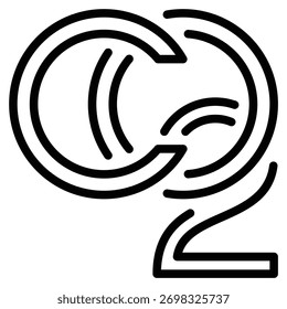 Ilustración vectorial de línea de icono de dióxido de carbono