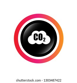Carbon dioxide icon on glossy button. Designed for your web site design, logo, app, UI