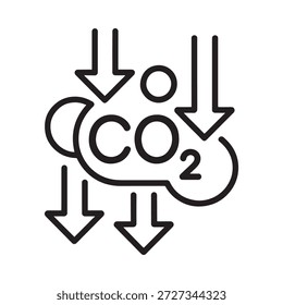 Carbon dioxide molecule with arrows indicating movement or flow