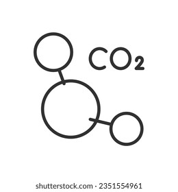 Carbon dioxide molecule, linear icon, CO2. Line with editable stroke