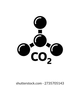 Carbon dioxide molecule structure with four atoms and bonds in chemistry