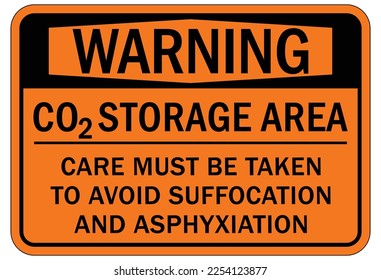 Carbon dioxide safety sign and labels storage area