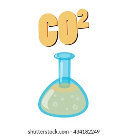 Carbon dioxide in test flask, CO2 icon
