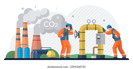 Ilustración vectorial de dióxido de carbono. La crisis climática se intensifica a medida que el dióxido de carbono sigue acumulándose en la atmósfera El concepto de dióxido de carbono destaca la intrincada relación entre el gas