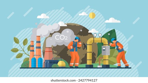 Carbon dioxide vector illustration. The co2 problem necessitates reevaluation human impact on environment Industrial emissions contribute significantly to poisoning atmosphere with carbon dioxide