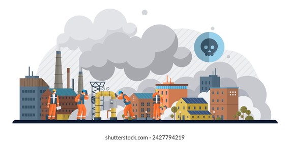 Vektor-Illustration für Kohlendioxid. Die Kohlendioxidkrise ruft innovative Lösungen für ökologische Nachhaltigkeit hervor Umweltschützer betonen die Bedeutung der Reduzierung von Kohlendioxid in der Atmosphäre