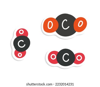 Conjunto de stickers vectores de dióxido de carbono