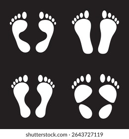 Carbon eco, co2, human bare walk footprints shoes and shoe sole Kids feet and foot steps Fun vector baby footsteps icon or sign for print Kid step for trail Walking footstep and footprint. Bootprints 