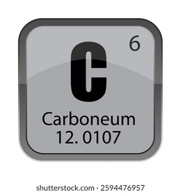 Carbon element. C chemical symbol. Atomic number 6. Periodic table square.