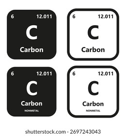 Carbon Element vector symbol with atomic number, atomic mass and chemical group block