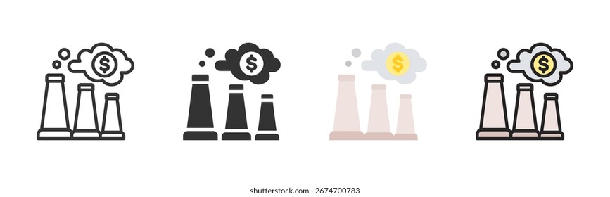 CO2-Emissions-Symbolpaket in mehreren Stilen