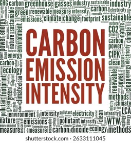 Carbon Emission Intensity word cloud conceptual design isolated on white background.