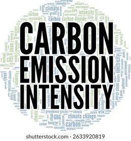 Carbon Emission Intensity word cloud conceptual design isolated on white background.
