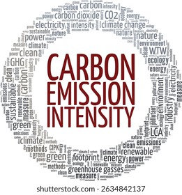 Carbon Emission Intensity word cloud conceptual design isolated on white background.