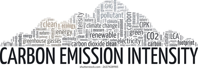 Carbon Emission Intensity word cloud conceptual design isolated on white background.