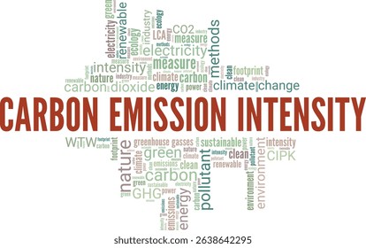 Carbon Emission Intensity word cloud conceptual design isolated on white background.