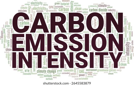 Carbon Emission Intensity word cloud conceptual design isolated on white background.