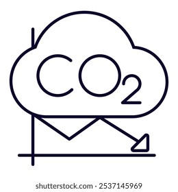 carbon emission reduction eco sustainability isolated linear icon