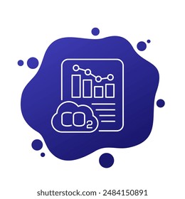 icono de reducción de emisiones de carbono con gráfico, Vector de línea de informe de gas de co2
