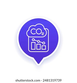 carbon emission reduction report line icon, vector