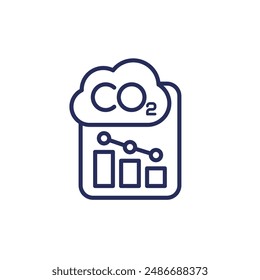 carbon emission reduction report line icon