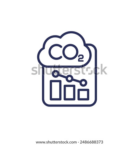 carbon emission reduction report line icon