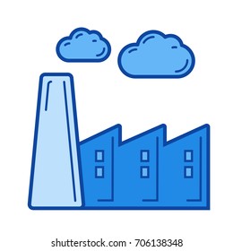 Carbon emission vector line icon isolated on white background. Carbon emission line icon for infographic, website or app. Blue icon designed on a grid system.