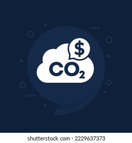 carbon emissions cost icon, co2 gas price vector