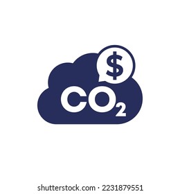 carbon emissions cost icon, co2 gas price