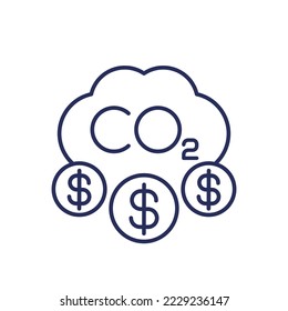 carbon emissions cost line icon