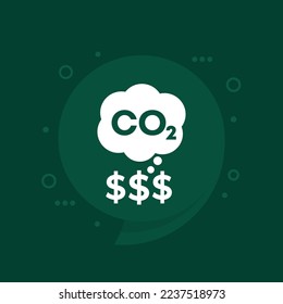 carbon emissions cost vector icon, co2 gas price
