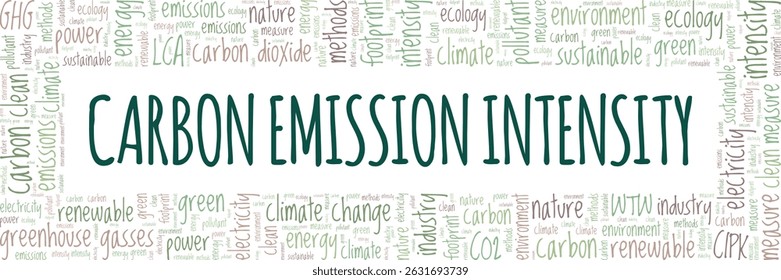 Carbon Emissions Intensity word cloud conceptual design isolated on white background.