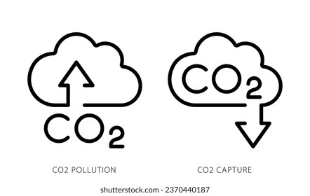 Carbon Emissions Reduction and Carbon Capture icons