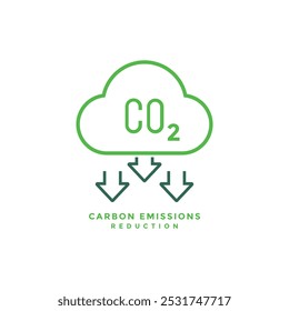 Carbon emissions reduction CO2 vector icon.