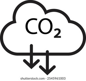 Icono de reducción de emisiones de carbono. negro. aislado sobre fondo blanco. icono en estilo de moda. Vector