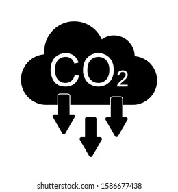 Carbon emissions reduction icon design. Carbon emissions icon in modern silhouette style design. Vector illustration.