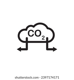 Carbon emissions reduction icon, reducing CO2 emissions to stop climate change sign. carbon dioxide emissions icon on white background, vector illustration design 